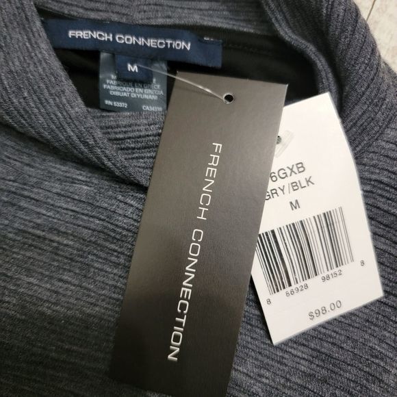 French Connection sleeveless Blouse size med black grey NWT‎ pleated sheer back - Picture 8 of 8